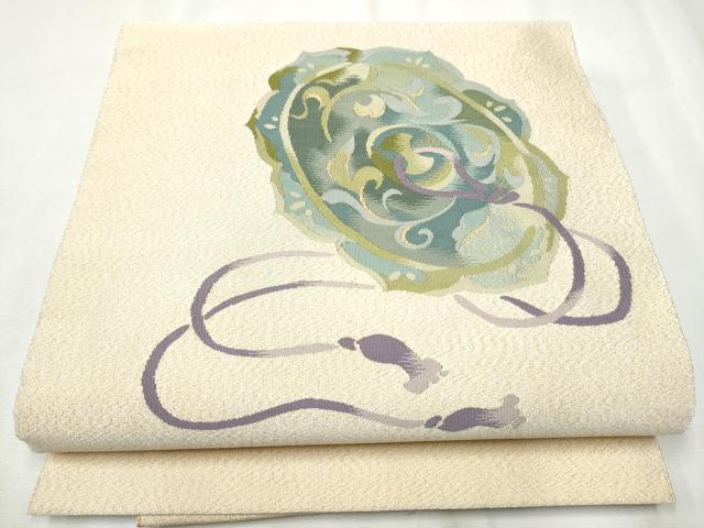 平和屋着物○名門 浅田綴 爪掻き本綴れ 八寸名古屋帯 鏡