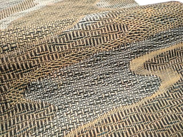 【美品】本場筑前博多織 草木染 染匠 小森久 半幅袋帯 膨れ織 横段文 本場筑前博多織 草木染 染匠:小森久 半幅袋帯 膨れ織 横段文