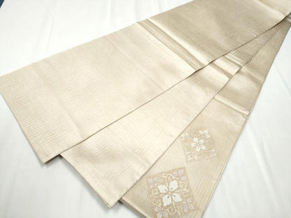 平和屋着物▽太鼓柄袋帯 スリーシーズン 春夏秋 すくい織 菱花文 金糸 正絹 逸品 CABB5789hy