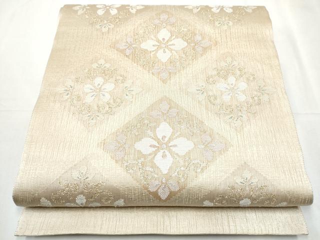 平和屋着物▽太鼓柄袋帯 スリーシーズン 春夏秋 すくい織 菱花文 金糸 正絹 逸品 CABB5789hy