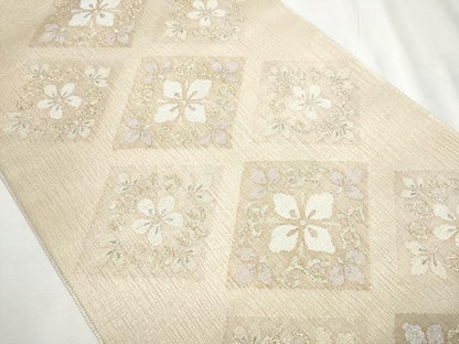 平和屋着物▽太鼓柄袋帯 スリーシーズン 春夏秋 すくい織 菱花文 金糸 正絹 逸品 CABB5789hy