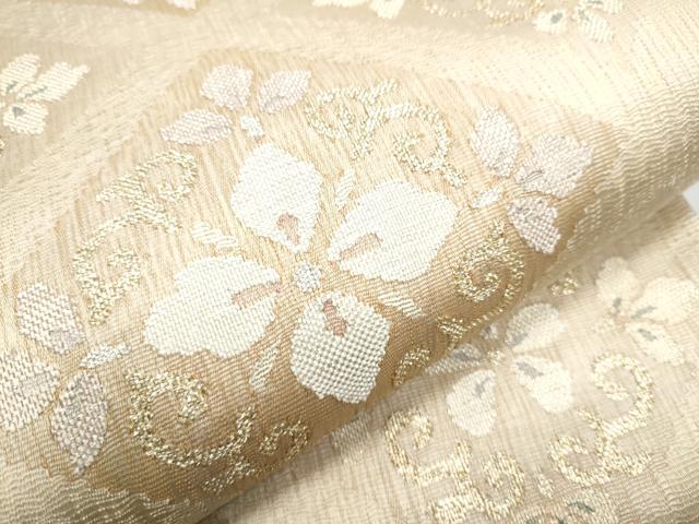 平和屋着物▽太鼓柄袋帯 スリーシーズン 春夏秋 すくい織 菱花文 金糸 正絹 逸品 CABB5789hy