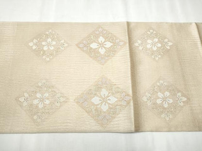 平和屋着物▽太鼓柄袋帯 スリーシーズン 春夏秋 すくい織 菱花文 金糸 正絹 逸品 CABB5789hy