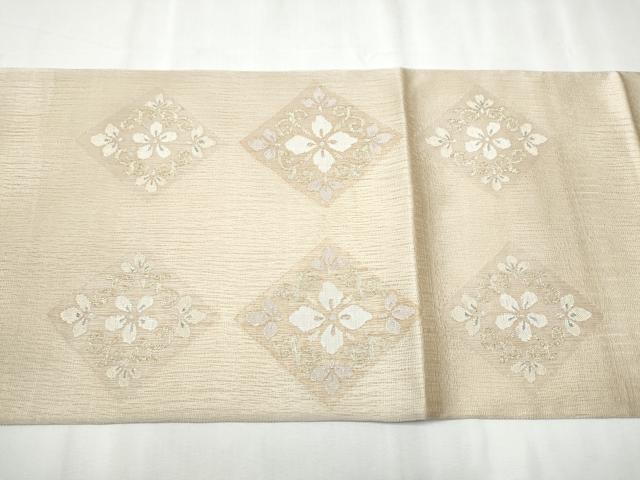 平和屋着物▽太鼓柄袋帯 スリーシーズン 春夏秋 すくい織 菱花文 金糸 正絹 逸品 CABB5789hy