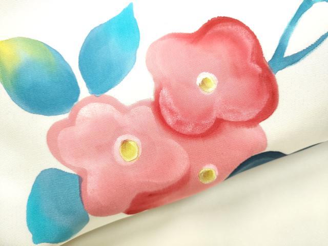 平和屋着物●塩瀬　九寸名古屋帯　ろうけつ染　枝花文　正絹　逸品　CABB5796hy