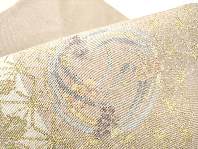 爪掻き本綴れ　八寸名古屋帯　更紗花文　錫色　正絹　182 爪掻き本綴れ 八寸名古屋帯 更紗花文 錫色 正絹 182