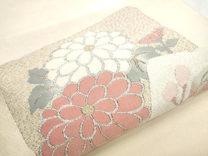 平和屋着物●爪掻き本綴れ 八寸名古屋帯 色紙重ね花文 金銀糸 正絹 逸品 CABB5809hy
