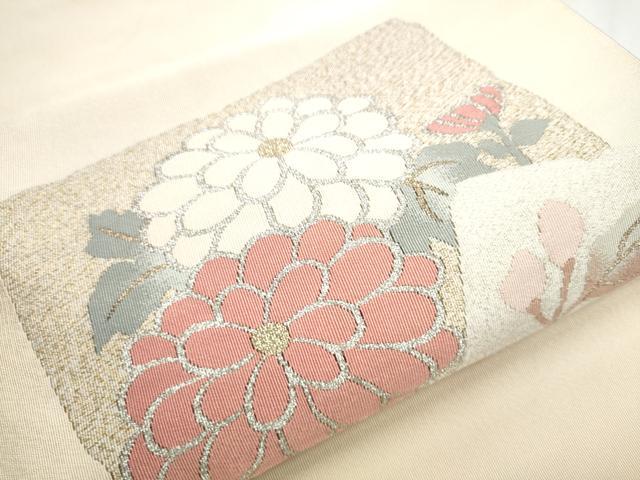 平和屋着物●爪掻き本綴れ 八寸名古屋帯 色紙重ね花文 金銀糸 正絹 逸品 CABB5809hy