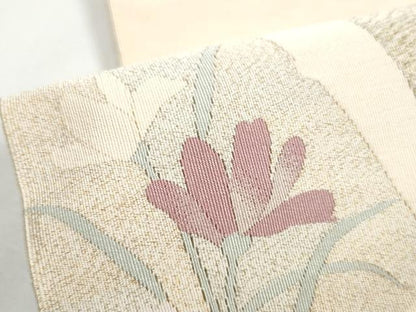 平和屋着物●爪掻き本綴れ 八寸名古屋帯 色紙重ね花文 金銀糸 正絹 逸品 CABB5809hy