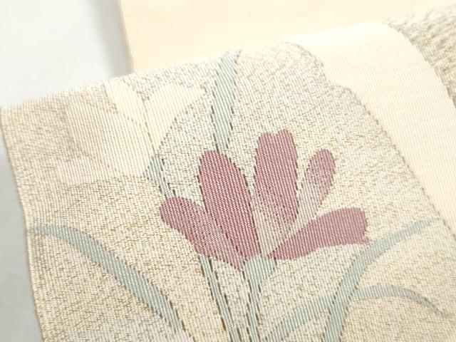平和屋着物●爪掻き本綴れ 八寸名古屋帯 色紙重ね花文 金銀糸 正絹 逸品 CABB5809hy