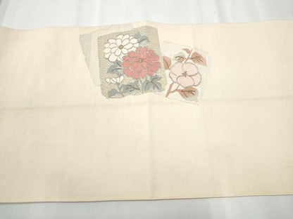 平和屋着物●爪掻き本綴れ 八寸名古屋帯 色紙重ね花文 金銀糸 正絹 逸品 CABB5809hy
