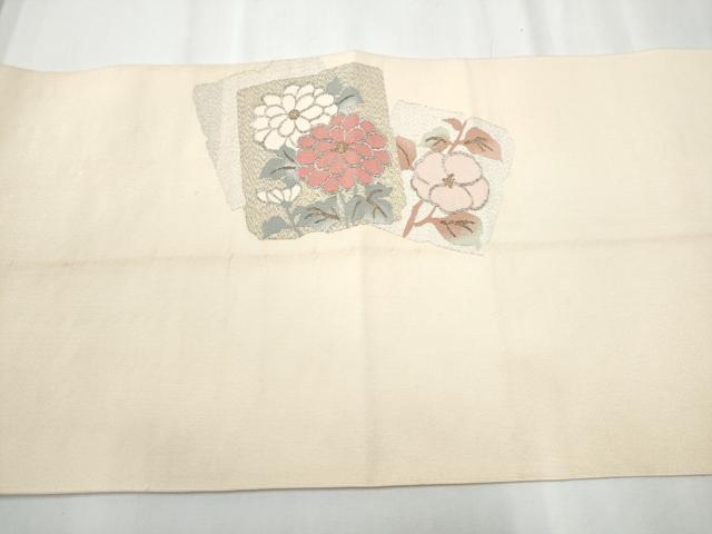 平和屋着物●爪掻き本綴れ 八寸名古屋帯 色紙重ね花文 金銀糸 正絹 逸品 CABB5809hy