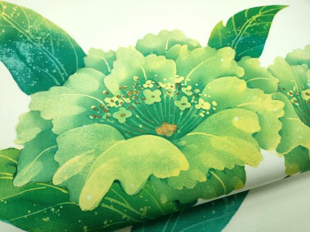 平和屋着物●塩瀬　九寸開き名古屋帯　ろうけつ染　枝花文　金彩　正絹　逸品　CABB5822hy