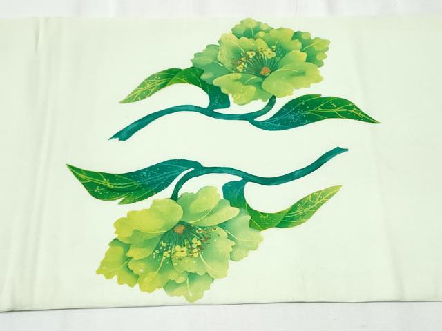 平和屋着物●塩瀬　九寸開き名古屋帯　ろうけつ染　枝花文　金彩　正絹　逸品　CABB5822hy