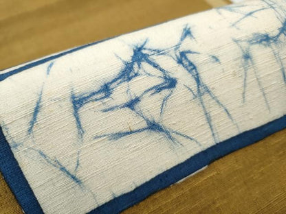 平和屋着物●九寸開き名古屋帯 作家物 紬地 型染め 色紙葵文 正絹 逸品 CABB5824hy