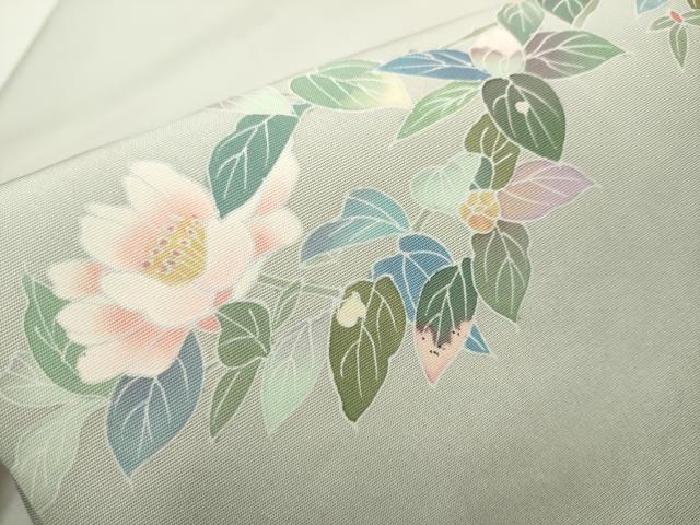 M*E様 作家物 名古屋帯 塩瀬 枝花模様に鳥 九寸 正絹 着物 RO-4875 M*E様 作家物 名古屋帯 塩瀬 枝花模様に鳥 九寸