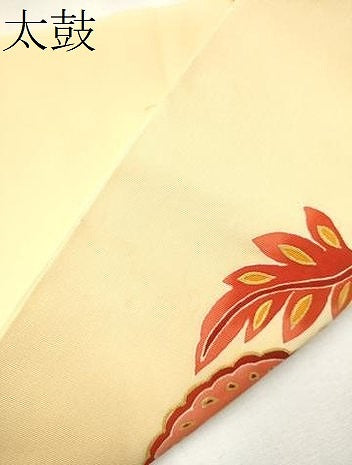 平和屋着物●塩瀬 九寸名古屋帯 更紗花文 金彩 正絹 逸品 CABB5846hy