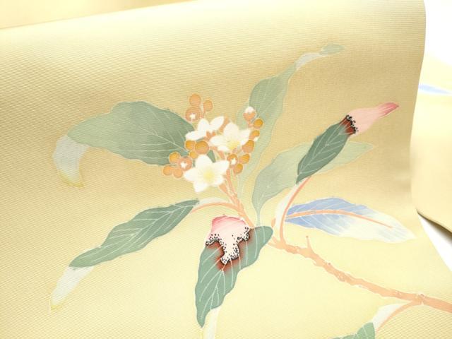 平和屋着物○塩瀬 九寸名古屋帯 友禅 作家物 枝花文 正絹
