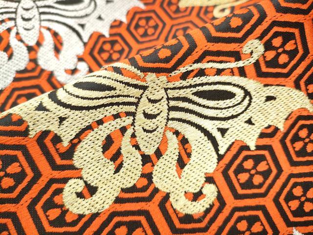 平和屋着物○九寸名古屋帯 唐織 舞蝶文 金銀糸 正絹 逸品