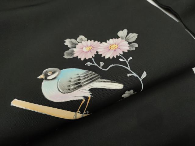 平和屋着物○全通柄 九寸名古屋帯 休み鳥更紗花文 鬼しぼ縮緬 正絹