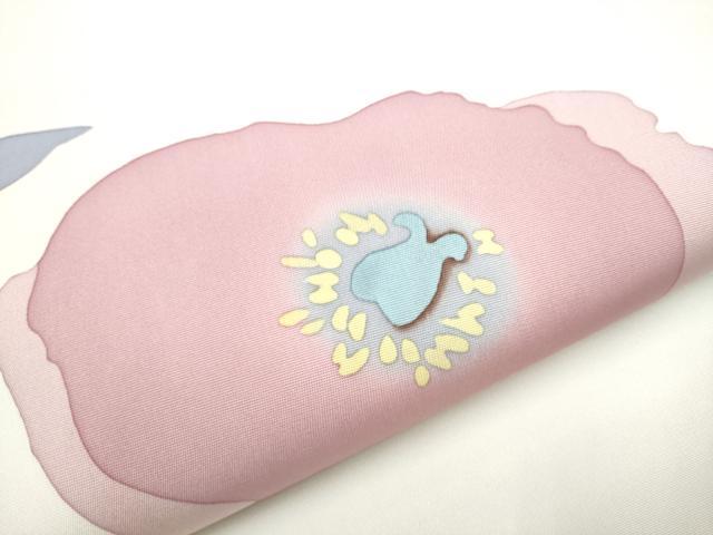 平和屋着物○塩瀬 九寸名古屋帯 作家物 ろうけつ染 枝椿