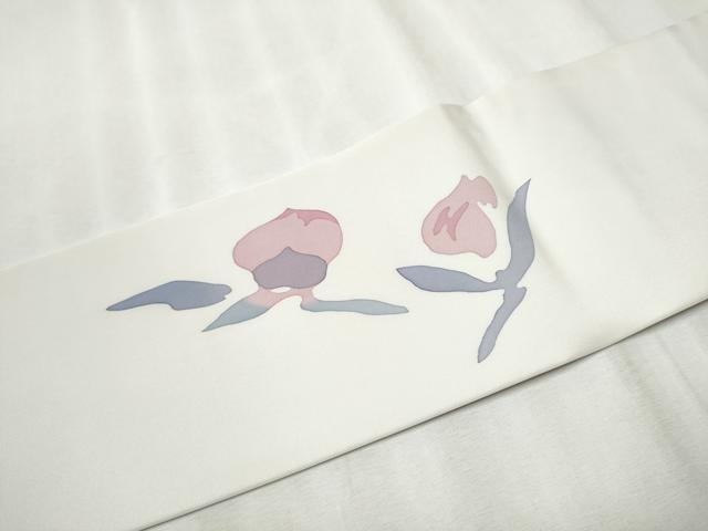 作家物　高久空木　ろうけつ染　塩瀬　名古屋帯　椿？　花　着物　袷　単衣 作家物 高久空木 ろうけつ染 塩瀬 名古屋帯 椿？ 花 着物 袷 単衣 作家