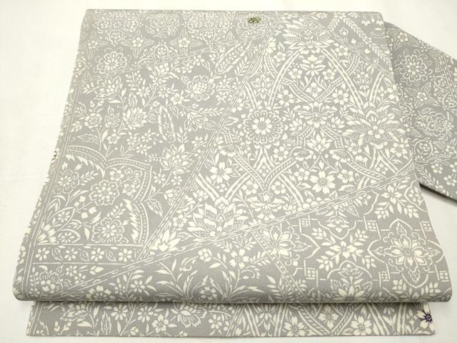 平和屋着物●全通柄　九寸名古屋帯　型染め　切嵌花文　ゑり善扱い　正絹　逸品　CABB5888hy