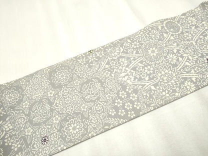 平和屋着物●全通柄　九寸名古屋帯　型染め　切嵌花文　ゑり善扱い　正絹　逸品　CABB5888hy