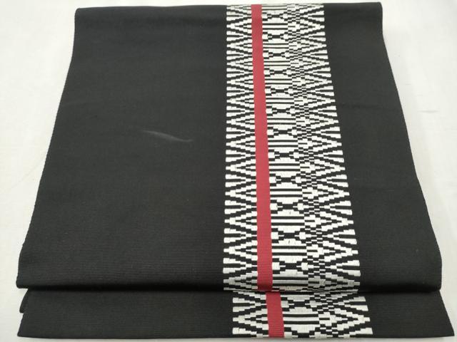 平和屋着物●本場筑前博多織 八寸名古屋帯 献上 黒地 三越扱い 正絹 逸品 CABB5889hy