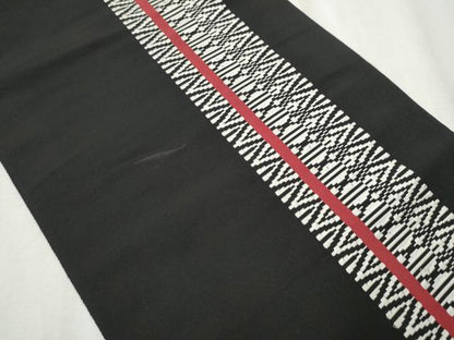 平和屋着物●本場筑前博多織 八寸名古屋帯 献上 黒地 三越扱い 正絹 逸品 CABB5889hy