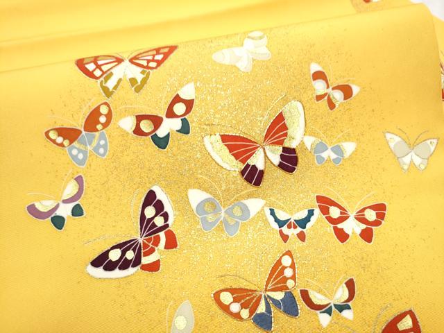 平和屋着物○塩瀬 九寸名古屋帯 駒刺繍 舞蝶文 金彩 正絹
