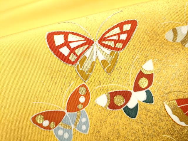 名古屋帯　塩瀬　金駒刺繍　金彩　蝶　花模様　ダークトーン　着物　094b d 名古屋帯 塩瀬 金駒刺繍 金彩 蝶 花模様 ダークトーン 着物 094b d 蝶