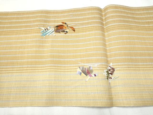 平和屋着物▽八寸名古屋帯　スリーシーズン　春夏秋　パッチワーク　兎　正絹　逸品　CABB5896hy