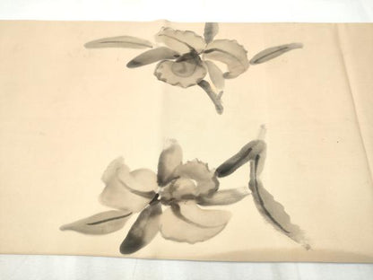 平和屋着物●塩瀬　太鼓柄　京袋帯　作家物　手描き　舞花文　正絹　逸品　CABB5902hy