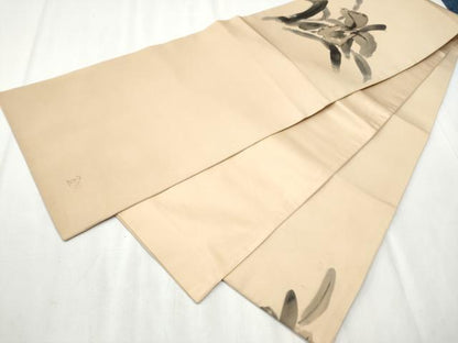 平和屋着物●塩瀬　太鼓柄　京袋帯　作家物　手描き　舞花文　正絹　逸品　CABB5902hy