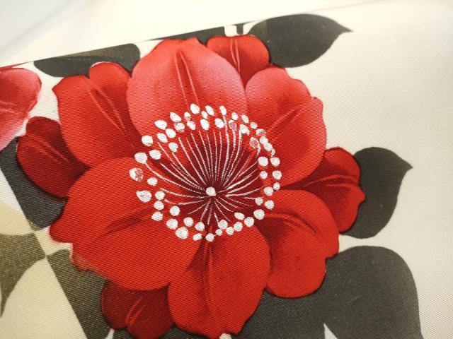 平和屋着物○塩瀬 九寸名古屋帯 手描き 枝花文 金銀彩 正絹