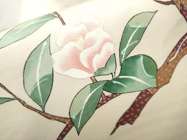 平和屋着●九寸名古屋帯　作家物　刺繍　休み鳥枝花文　金糸　正絹　逸品　CABB5905hy