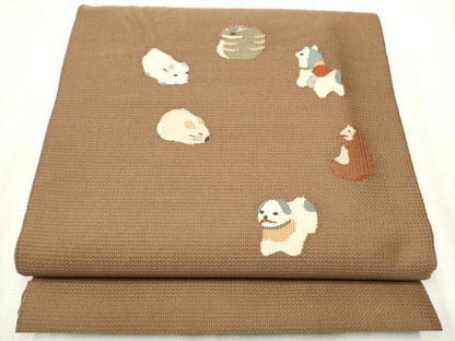 平和屋着物●八寸名古屋帯　すくい織　十二支　正絹　逸品　CABB5908hy