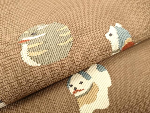 平和屋着物●八寸名古屋帯　すくい織　十二支　正絹　逸品　CABB5908hy