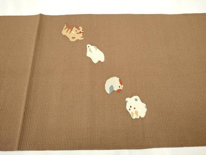 平和屋着物●八寸名古屋帯　すくい織　十二支　正絹　逸品　CABB5908hy