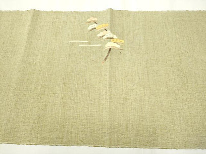 平和屋着物●蓑虫工芸作家　田尾笛秋　八寸名古屋帯　紬地　栗駒ぜんまい綿無地帯　枝松文　証紙付き　正絹　逸品　CABB5912hy