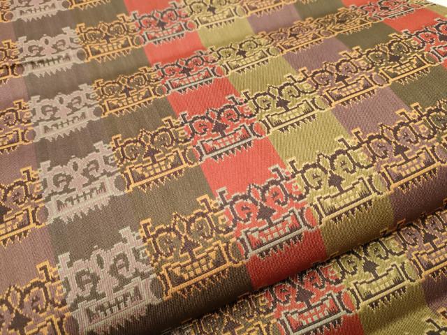 平和屋着物○龍村美術織物 九寸開き名古屋帯 獅噛文長斑