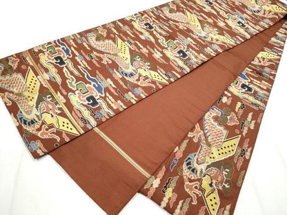 平和屋着物●全通柄　本袋帯　雲龍　金糸　正絹　逸品　CABB5928hy