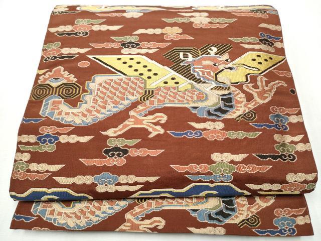 平和屋着物●全通柄　本袋帯　雲龍　金糸　正絹　逸品　CABB5928hy
