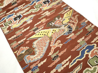 平和屋着物●全通柄　本袋帯　雲龍　金糸　正絹　逸品　CABB5928hy