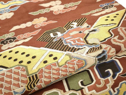 平和屋着物●全通柄　本袋帯　雲龍　金糸　正絹　逸品　CABB5928hy