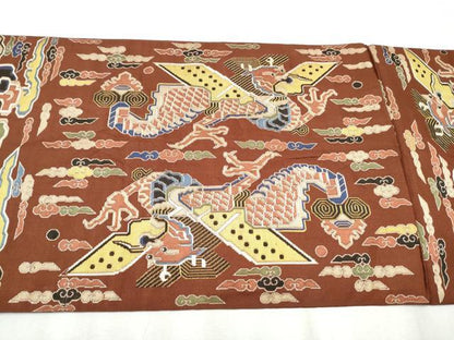 平和屋着物●全通柄　本袋帯　雲龍　金糸　正絹　逸品　CABB5928hy