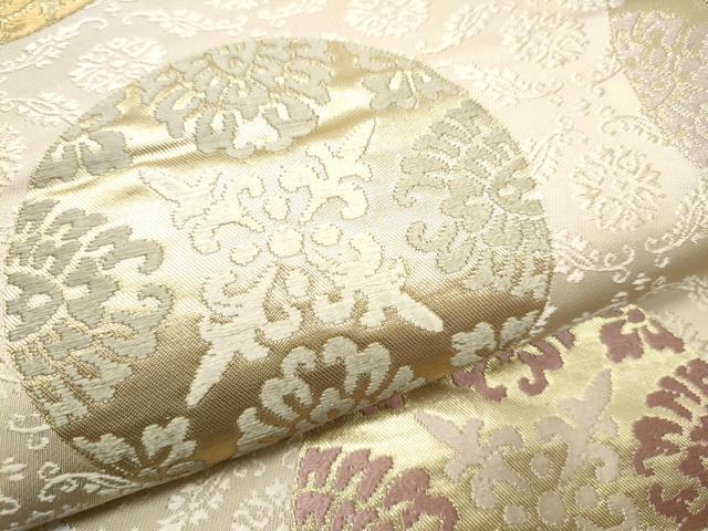 平和屋着物○六通柄袋帯 唐織 小葵臥蝶丸文 金銀糸