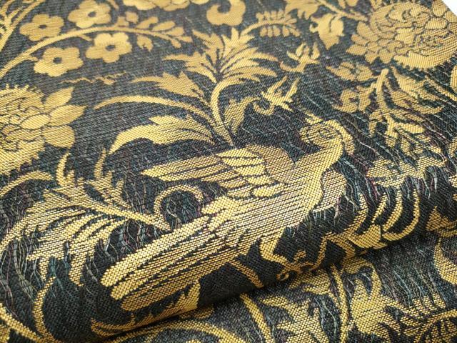 平和屋着物▽全通柄袋帯 スリーシーズン 春夏秋 かげろう織 花鳥文 金糸 正絹 逸品 未使用 CABB5935hy