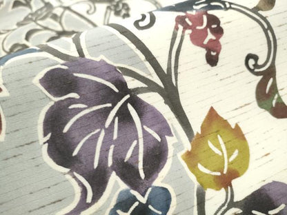 平和屋着物●六通柄袋帯　ぜんまい紬　紅型染　葡萄蔦の葉文　正絹　逸品　CABB5958hy